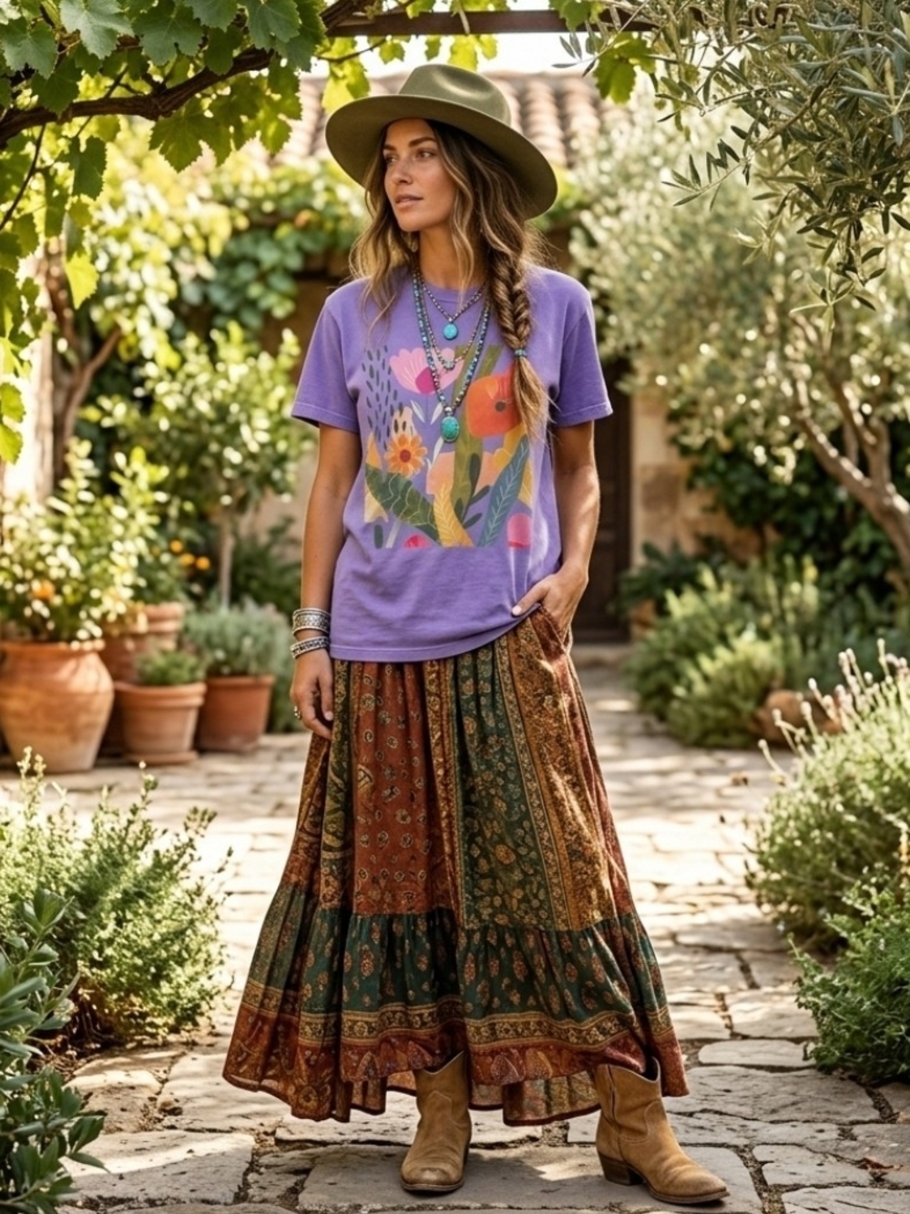 Comfort Colors Purple Graphic Floral Short Sleeve Tee